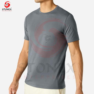 T-shirt uni en coton à manches courtes pour homme Impression numérique imprimée de logo personnalisé Matériau 100% coton - Product Image 2