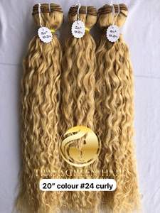 Top mejor calidad 20 "#24 Color Natural rizado paquete al por mayor crudo templo indio directo de la India máquina doble trama cabello humano - Product Image 4