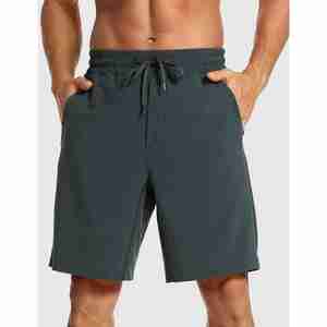 Men's Casual Gym <b>Shorts</b> <b>with</b> Quick Dry Elastic Waistband <b>Zipper</b> <b>Pockets</b> & Compression 2-in-1 Running Fitted Training <b>Shorts</b> - Product Image 1