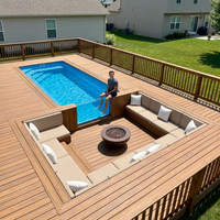 Panneaux de terrasse modulaires composites avec structure en acier galvanisé 1m x 1m pour espaces de vie extérieurs et terrasses autour d'une piscine