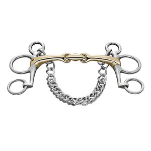 Mèche Pelham à double articulation, embout en cuivre en acier inoxydable, mèche Pelham d'entraînement équestre, mèche d'équitation et contrôle du cheval - Product Image 1