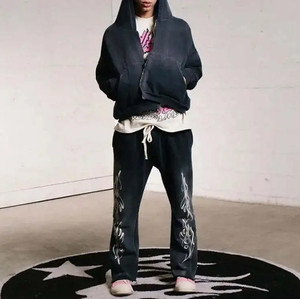 OEM ácido lavado francés Terry pantalones de chándal logotipo personalizado impreso pesado 100% algodón Streetwear Vintage Sun Fade Casual apilado - Product Image 3