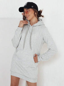 Loose Fit Lounge Hoodie Sweatshirt Dress With Kangaroo Pocket Long Sleeve Casual Fleece OEM ODM Bulk Manufacturing - Product Image 6