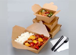 Gran oferta, fiambreras Kraft marrón desechables recicladas, tapa, comida rápida, ensalada, cartón corrugado, restaurante, caja para llevar - Product Image 4
