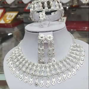 24K ทองดูไบวินเทจคลาสสิกมุกดอกไม้เข็มกลัดสร้อยคอสร้อยคอครบรอบเครื่องประดับทองแดงแฟชั่นชุดของขวัญ - Product Image 1