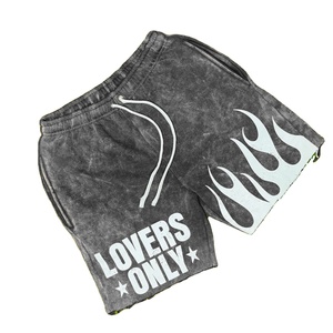 Shorts de Felpa 100% Algodón, 280 GSM, de Alta Calidad, con Impresión Personalizada, Efecto Lavado Ácido en Toda la Prenda, Venta al Por Mayor - Product Image 1
