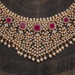 Zircon <b>Necklace</b> 178625 Vintage Style 18K Gold and Rhodium Plated Alloy with Pearl and Diamond for Wedding Party or Gift - Product Image 5