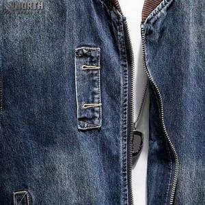 Veste décontractée pour hommes printemps automne col rond personnalisé 100% coton Vintage Patchwork Neck Denim Jacket - Product Image 3
