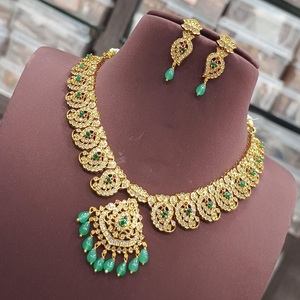 Designer Premium Polish Premium Quality Exclusive Unique Design <b>Gold</b> Plated Necklace <b>Set</b> With <b>Earrings</b> For Wedding Collection - Product Image 1