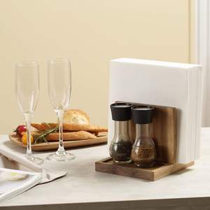 Servilletero de madera para Salero y pimentero Caddy adecuado para cocina restaurante Bar Oficina fiestas decoración del hogar - Product Image 3
