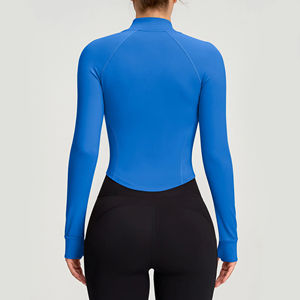 Chaqueta de Yoga Elegante para Mujer, Transpirable, Ligera, de Tela Elástica, con Cierre, Manga Larga, Cómoda, Deportiva, Informal - Product Image 2