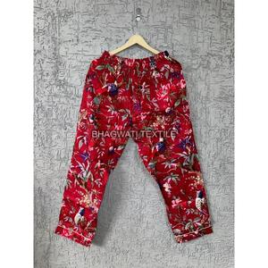 Ensemble de pyjama indien fait main en pur coton Vêtements de nuit et de salon thermiques doux pour femmes avec imprimé oiseau Ensemble de pyjama de nuit - Product Image 4