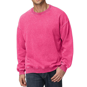 Modèle solide personnalisé taille 100% coton lavage à l'acide O cou produit professionnel bases coton mélangé sweat pour hommes - Product Image 3