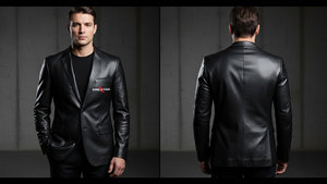 เสื้อแจ็คเก็ตหนังผู้ชาย แฟชั่นใหม่สำหรับฤดูหนาว คอตั้ง กันน้ำ ระบายอากาศได้ดี คุณภาพสูง บุขนแกะแบบกำหนดเองได้ ซิปคู่ด้านหน้า - Product Image 3