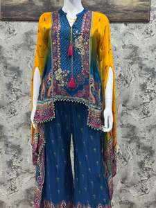 Ensemble de cordon en soie élégant, pur crape naturel pour femmes, salwar kameez - ethnique, séchage rapide, toutes saisons - Product Image 5