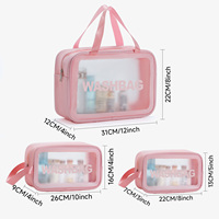 Ensemble de 3 trousses de toilette imperméables en PVC transparent pour cosmétiques et maquillage, organiseur de voyage