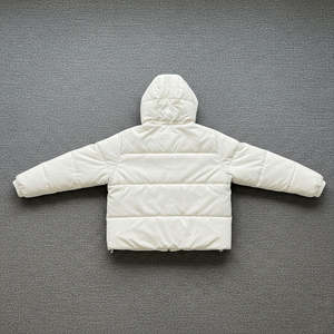 Veste d'extérieur pour homme en coton rembourré de couleur crème clair personnalisée, 100% polyester, coupe ample, style à capuche et fermeture éclair, doudoune pour homme - Product Image 2