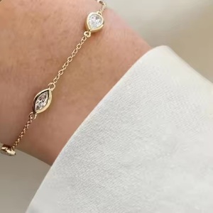 สร้อยข้อมือเพชรโมอิสสีเหลืองทองสำหรับผู้หญิงสร้อยข้อมือ10K 14K 18K สำหรับผู้หญิง - Product Image 4