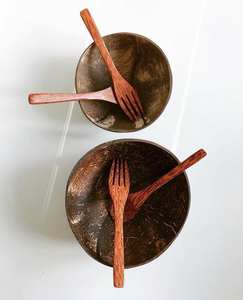 Fourchette et cuillère à noix de coco en bois biologique pour bol à noix de coco Cuillère à couverts Ensembles utiles pour ustensiles de cuisine fabriqués au Vietnam - Product Image 4