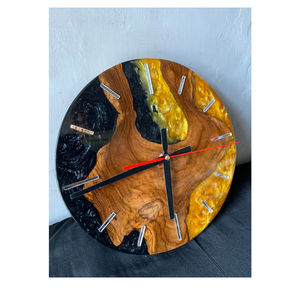 นาฬิกาแขวนผนังอเนกประสงค์ทันสมัย ขนาด 16 นิ้ว เส้นผ่านศูนย์กลาง หนา 3 ซม. ทำจากไม้สักและเรซิ่น ผลิตในอินโดนีเซีย - Product Image 2