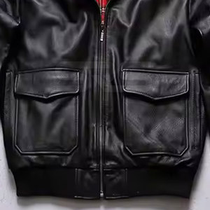 Chaqueta Bomber de Cuero 100% para hombre a la venta con cuello levantado en todos los colores, tallas, chaquetas de invierno de cuero para hombre - Product Image 3