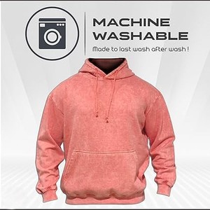 Wholesale OEM Custom Embroidered Stonewash Hoodie-Vintage Oversized Fleece <b>Pullover</b> with Pocket <b>Mens</b> Casual Long Sleeve - Product Image 5