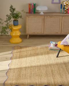 Handwoven Natural Jute <b>Rug</b> with <b>Scalloped</b> Edges | Eco Friendly Rectangular Floor Carpet for Living Room Bedroom Home Decor - Product Image 5