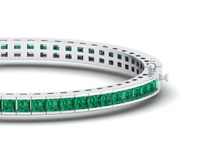 REYES-Bracelet de tennis en moissanite, bijoux de mariage minimaliste en or 14 carats, émeraude personnalisée - Product Image 3