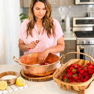 Cacerola de cobre con asas de bronce - Product Image 5