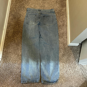 Pantalones Cargo Vaqueros para Hombre, Estilo Largo y Delgado, con Estampado Gráfico Moderno, Bordado, Bolsillo Delantero, Acabado Lavado y Cierre de Cremallera - Product Image 3