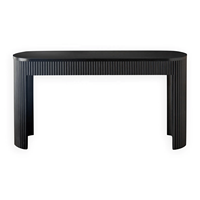 Console d'Entrée Haut de Gamme en Bois de Manguier, Finition Noir Profond, Meuble Massif pour Salon et Couloir de Villa