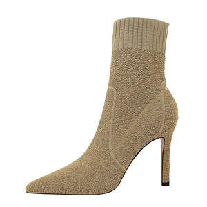 Bottines à talons aiguilles pour femmes, mode automne/hiver, à bout pointu, élastiques, motif uni - Product Image 5