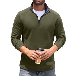 Sudadera de Hombre con Cierre de Cremallera de un Cuarto, Corte Regular, Mezcla de Algodón, Ligera, Transpirable, para Exteriores - Product Image 3