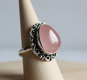 High Quality Bezel Set Rose Quartz Crystal Rose Gold Plated Certified Fashion <b>Ring</b> <b>Band</b> for Wedding Parties Trendy - Product Image 3