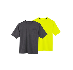 T-shirts pour hommes en tissu corduroy uni en spandex/polyester, col rond, coupe régulière, manches courtes, qualité supérieure, anti-rétrécissement, séchage rapide - Product Image 5