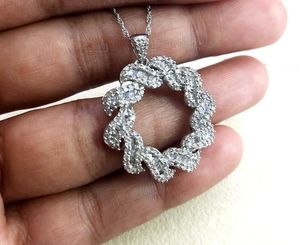 JEWELSPAARK Collier pendentif cercle en diamant blanc naturel 1,10 ct, chaîne en argent sterling 925, bijoux de mariage pour femmes - Product Image 2