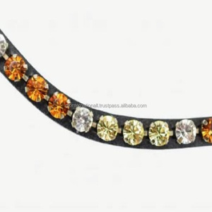 Equipo de equitación Colorido 1 Fila Cristales de marca Diamantes de imitación Mega Bling Hecho a mano Todas las formas Banda de cejas de caballo de cuero - Product Image 6