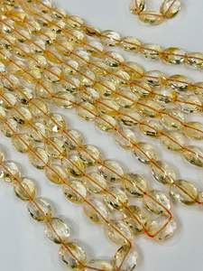 Cuentas de cuarzo citrino natural AAA con forma ovalada facetada Tamaño 8x10mm Aprox. Cuentas de hilo de 14 pulgadas para hacer joyas - Product Image 4