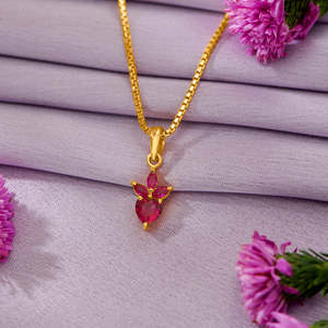 Pendentif cœur en or jaune 22 carats avec rubis pour femme, plaqué rhodium - Product Image 1