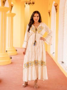 Indian Handmade Floral Cotton <b>Dress</b> <b>Boho</b> Maxi Long <b>Dress</b> <b>Summer</b> Casual Beach Vacation Wear For Women Indian Handmade - Product Image 2