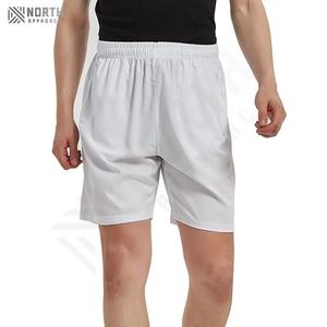 Shorts de sport décontractés pour hommes personnalisés OEM, taille élastique, respirant, séchage rapide, entraînement, course à pied, salle de sport, noir, polyester, uni, pour hommes - Product Image 1