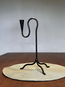 Modern Design Handmade Forged Metal 3-Leg <b>Tower</b> Style Curved Wrought Iron Candle Holders Black Votive Candles Sticks Christmas - Product Image 3