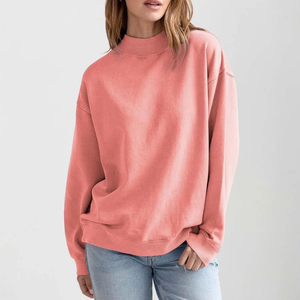 Women's Stylish Winter <b>Mock</b> <b>Neck</b> Sweatshirts Long Sleeve Front Logo Customizable Wholesale Fashion <b>Tops</b> - Product Image 3