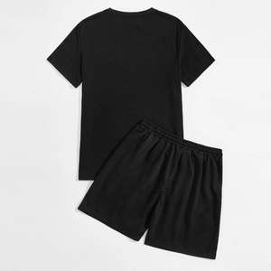 Vente en gros d'ensemble de short de sport personnalisé pour hommes 2 pièces d'été pour hommes ensemble jumeau pour hommes short en coton respirant à cordon de serrage à la taille - Product Image 6