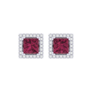 Boucles d'oreilles clous en tourmaline taille princesse, plaqué or blanc, argent sterling, 9,6 mm, 2,5 g, accessoire de mode - Product Image 1