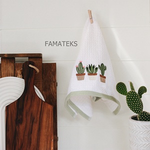 Listo Stock Bajo MOQ Alta calidad Precio barato Waffle Terry Weave 100 Algodón Bordado Toallas de cocina 2 piezas en conjunto Oeko Tex - Product Image 4