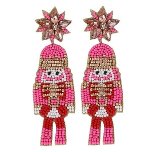 ต่างหูลูกปัดปักลายธงชาติอเมริกาแบบขายส่ง ต่างหูลูกปัดห้อยระย้าลายธงชาติอเมริกาสำหรับผู้หญิง - Product Image 2