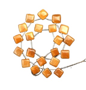 Cuentas de cuarzo rutilo de buena calidad, piedras preciosas naturales de forma cuadrada, Briolette suave, venta al por mayor, 1 hilo - Product Image 1