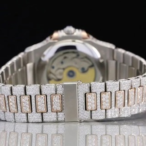 Montre bracelet en acier antique Luxe VVS Moissanite Diamant Glacé Affichage analogique romain Acier inoxydable de haute qualité Style Hip Hop 20mm - Product Image 3