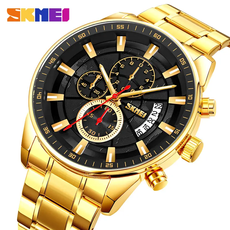 skmei 9285 gold men steel quartz watch custom waterproof men fashion wristwatch